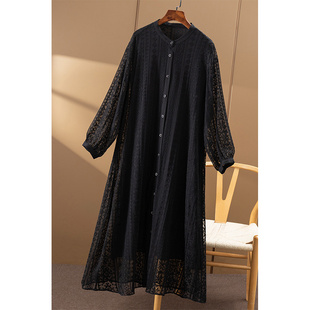 ￥759 秒！ 暗黑仙美 真丝乔其连衣裙长开衫dress春上7号女26B6