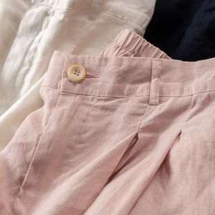 D女00K7 法柜100汉麻高腰宽松大阔腿九分裤 H春上7号 松弛太有范