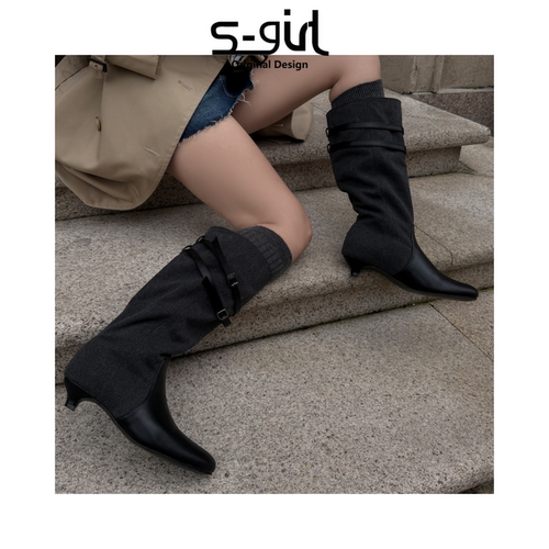 SGIRLTWTW欧美皮带扣骑士靴女
