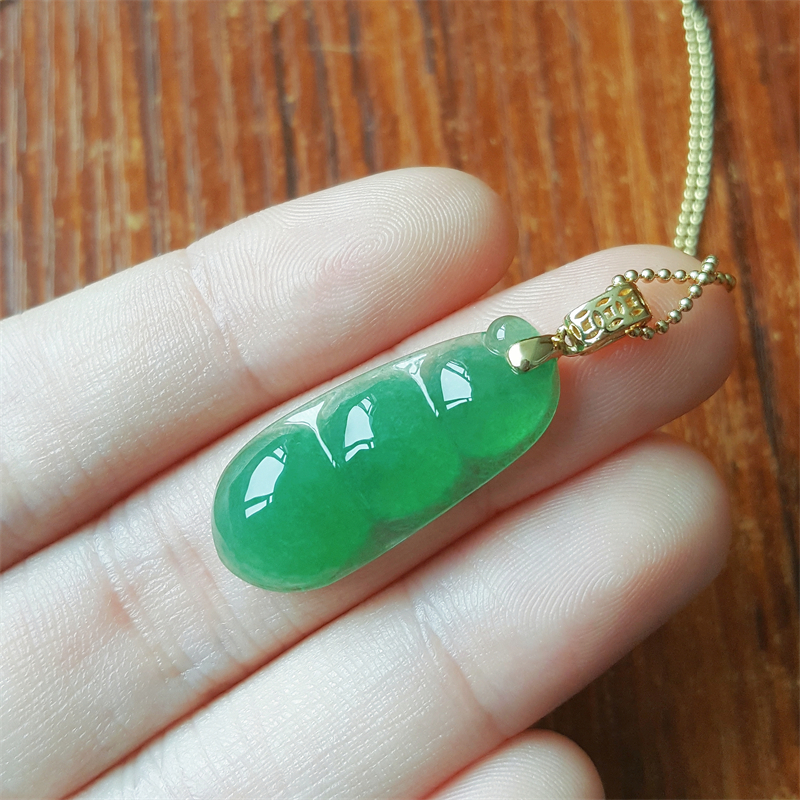 天然缅甸a级翡翠吊坠翡翠福豆