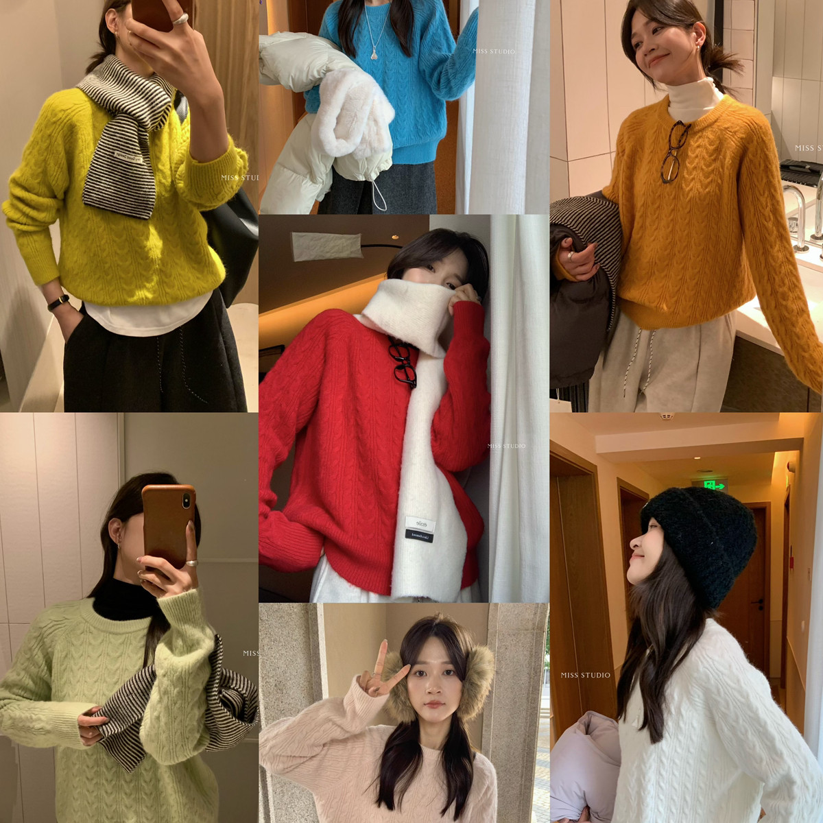 圆领绞花针织衫秋冬软糯简约百搭小麻花套头保暖毛衣（含10兔毛）