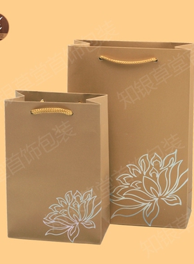 荷花花纹珠宝手提袋烫银