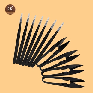 U型剪刀剪子黑色长柄金属十字绣剪线头裁缝裁剪工具文玩