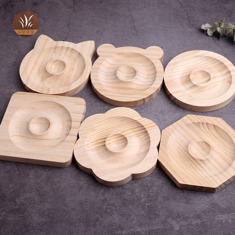 首饰展示架陈列道具原木色圆形手串手链收纳展示托几何形状方形