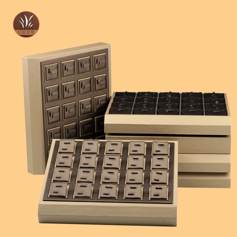 香槟棕戒指项链收纳盒手镯耳环珠宝箱展示道具饰品架首饰托盘陈列