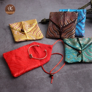 首饰袋布袋收纳袋束口袋文玩珠宝饰品收纳锦缎海浪花水纹包装袋子