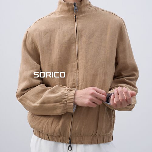「SORICO」双面穿100%亚麻双面穿原色老钱风立领轻奢夹克外套
