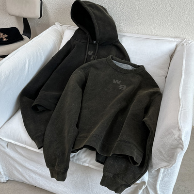 【年终清仓】AW24秋冬闪粉男女同款短宽版型加绒外套连帽卫衣