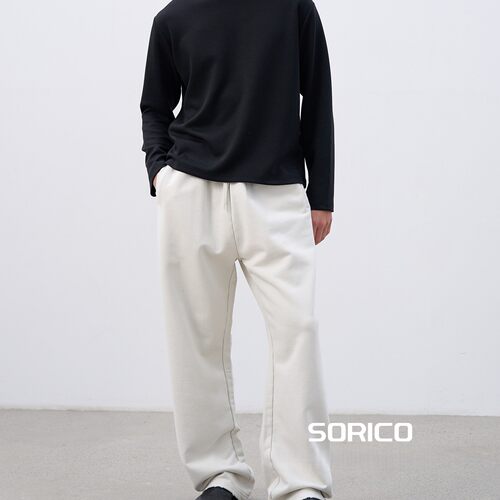 「SORICO」做旧破坏立体剪裁水洗宽松抗变形直筒弯刀休闲卫裤