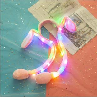 网红发光发箍一捏气囊耳朵会动的发箍韩国可爱简约敷面膜束发带