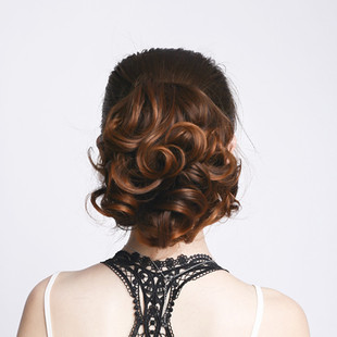 真发假发马尾女长卷发绑带真人发丝大波浪中长款短款梨花卷假发片