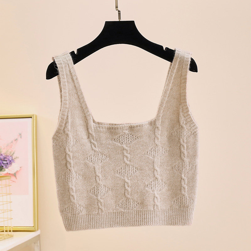 针织背心女冬款小个子冬装内搭短款马甲坎肩设计感小众吊带女上衣