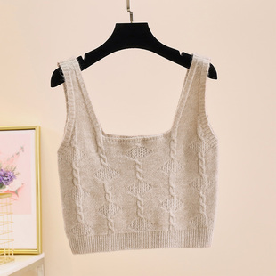 针织背心女冬款小个子冬装内搭短款马甲坎肩设计感小众吊带女上衣