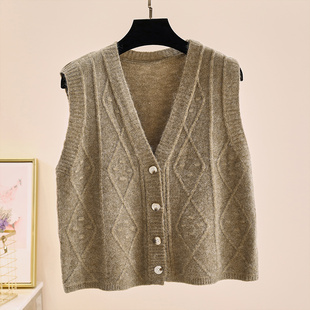 马甲春秋女款v领毛线背心小马夹复古冬季外穿毛衣外套针织开衫女