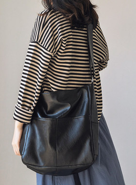 日系简约pu皮单肩包女2026新款韩版ins百搭大学生上课包斜挎包女