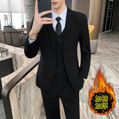韩版 男士 修身 职业西服正装 男礼服冬 加厚西装 休闲新郎结婚西装 套装