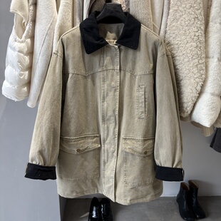 韩国东大门巴恩风撞色羽绒风衣外套女2025冬季 大衣 宽松显瘦中长款