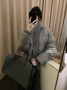 欧洲站针织拼接立领羽绒服女短款 加厚面包服小个子冬 外套2025新款