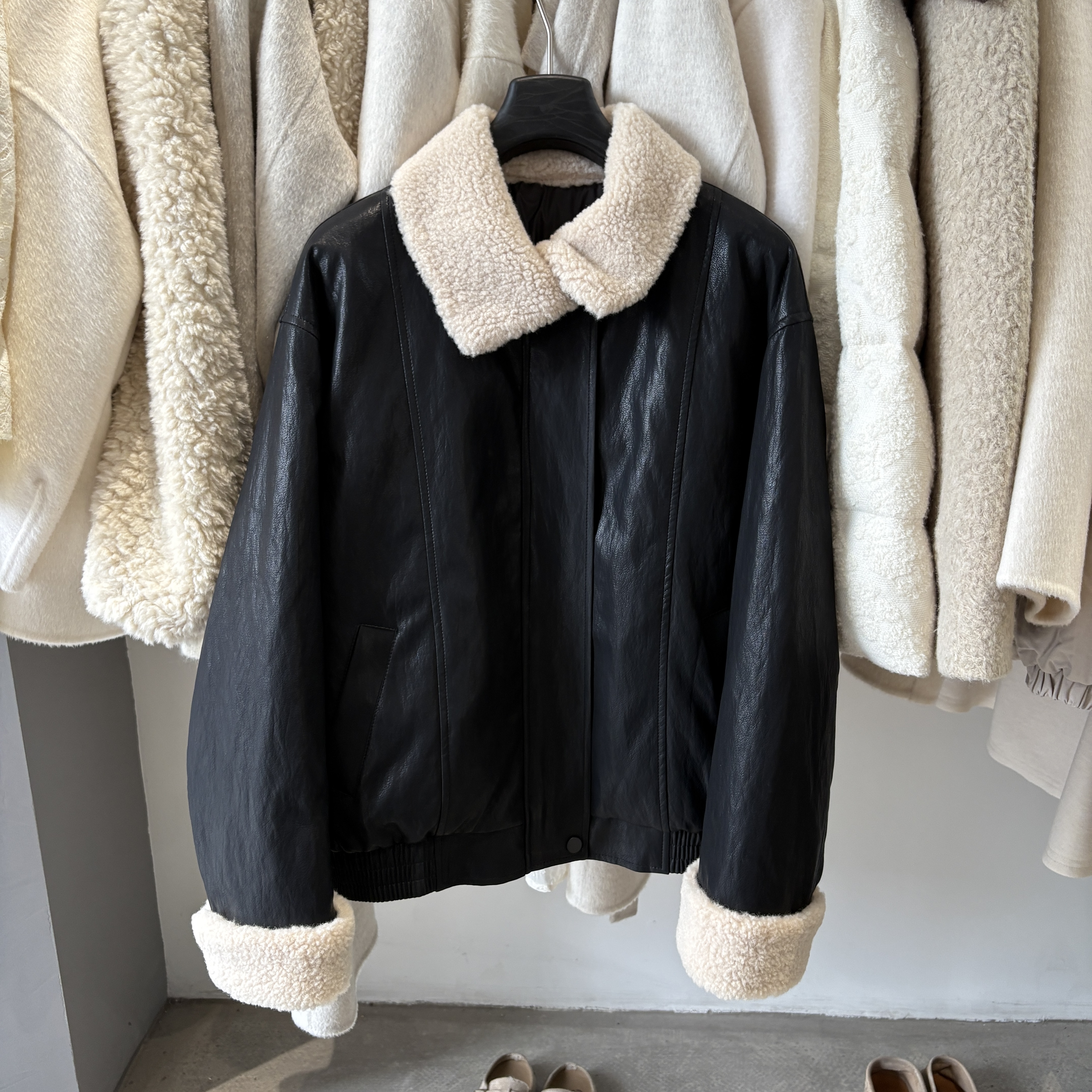 韩国东大门复古皮衣羽绒服加厚