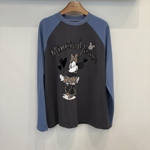 百搭圆领卡通印花宽松显瘦长袖 时尚 T恤女 新款 韩国东大门2026春季