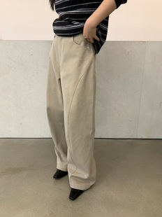 潮磨毛设计感弯刀裤 百搭显瘦女休闲裤 时尚 韩国东大门2025秋冬新款