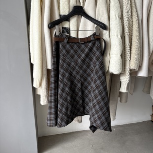 百搭格纹设计感半身裙女收腰显瘦A字 时尚 韩国东大门2025冬季 新款