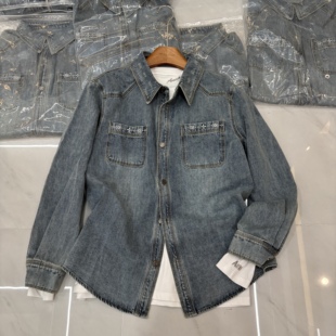 百搭复古单排扣显瘦水洗牛仔衬衫 时尚 女 新款 韩国东大门2026早春季