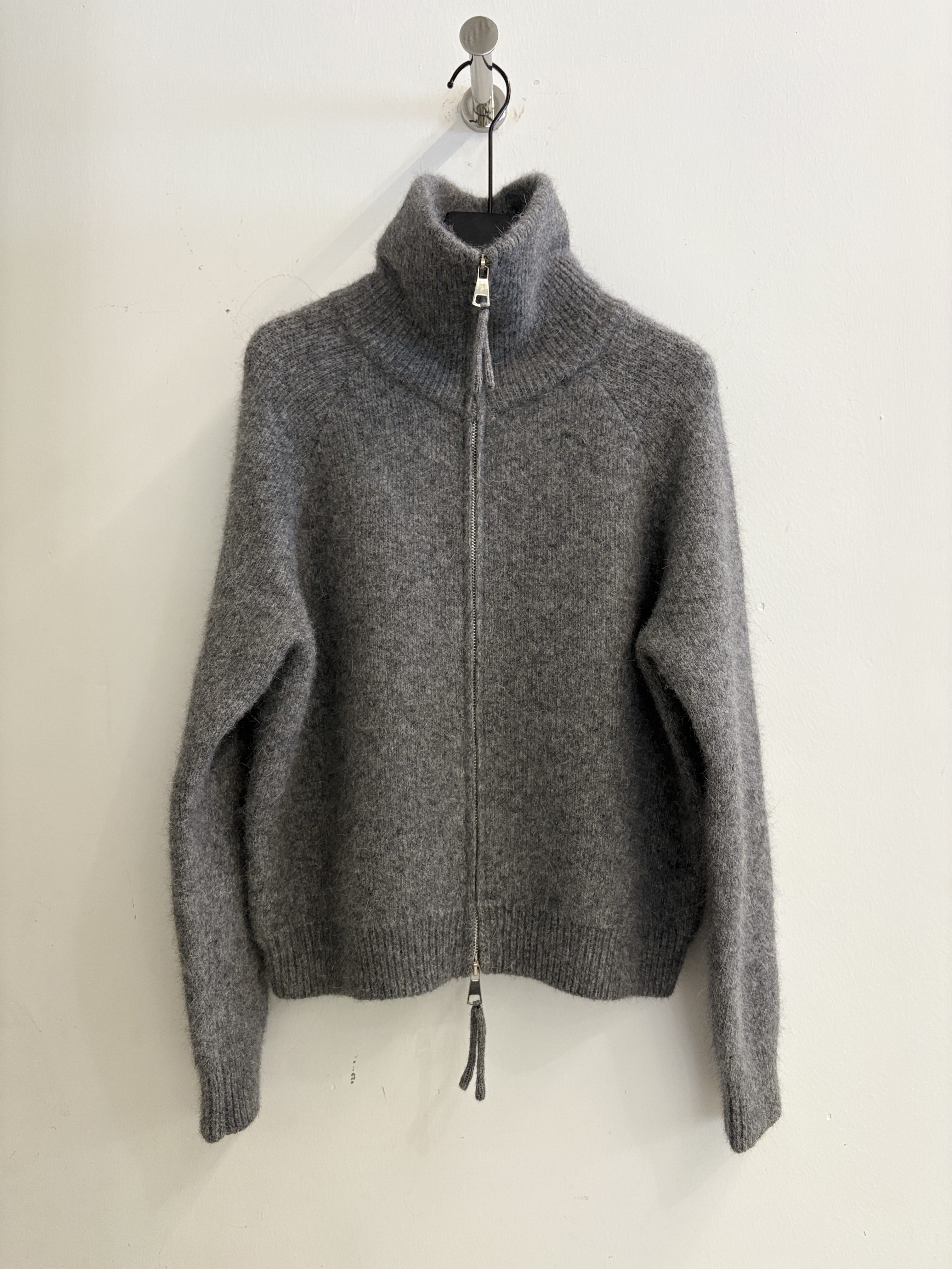 韩国东大门2025秋冬新款时尚百搭双拉链简约兔毛慵懒风毛衣针织衫