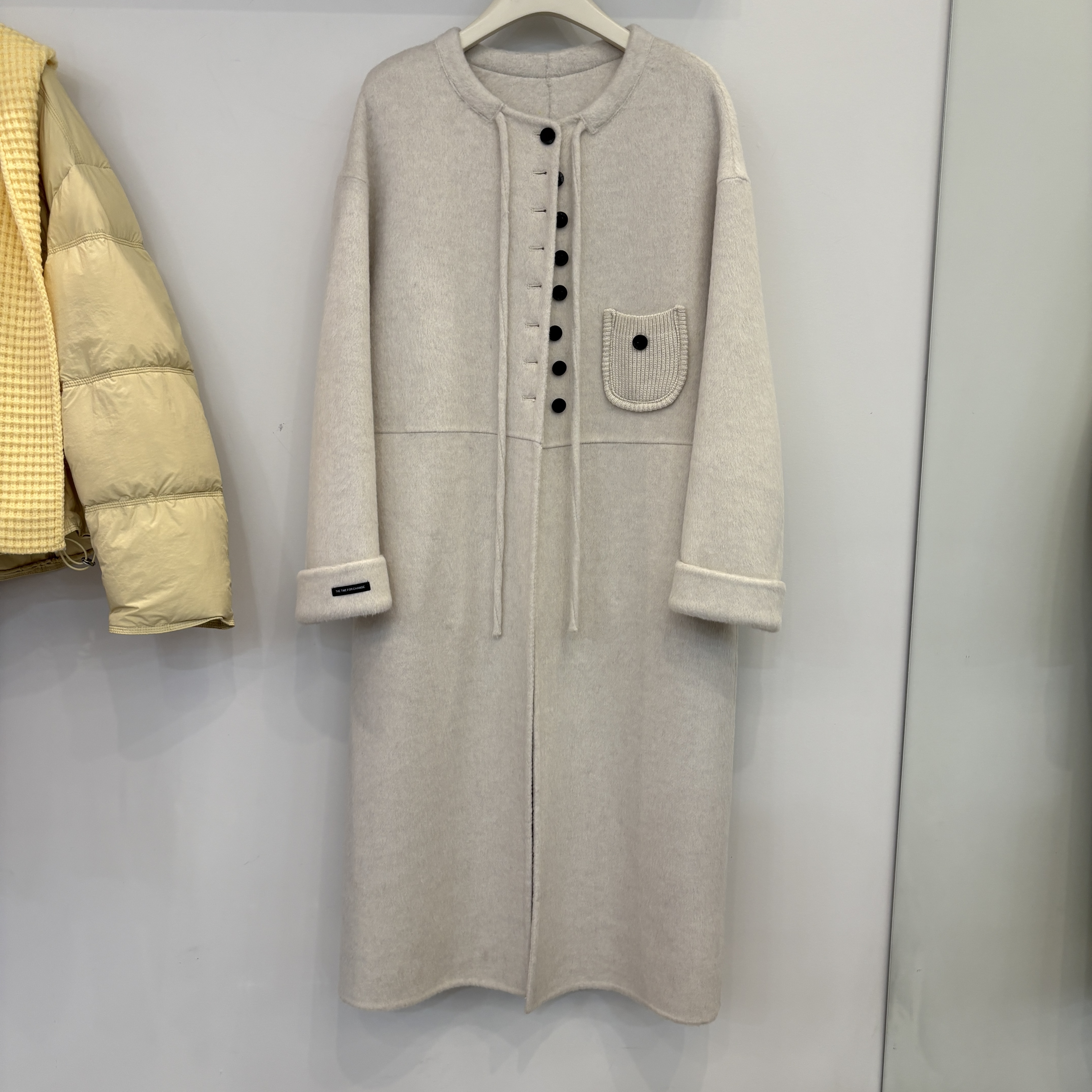 欧洲站韩国2025冬季新款圆领单排扣羊毛呢大衣女宽松显瘦毛呢外套