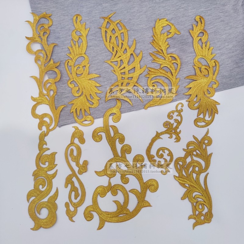 祥云布贴刺绣烫花贴金色DIY舞台影视动漫戏曲服配饰民族古装辅料