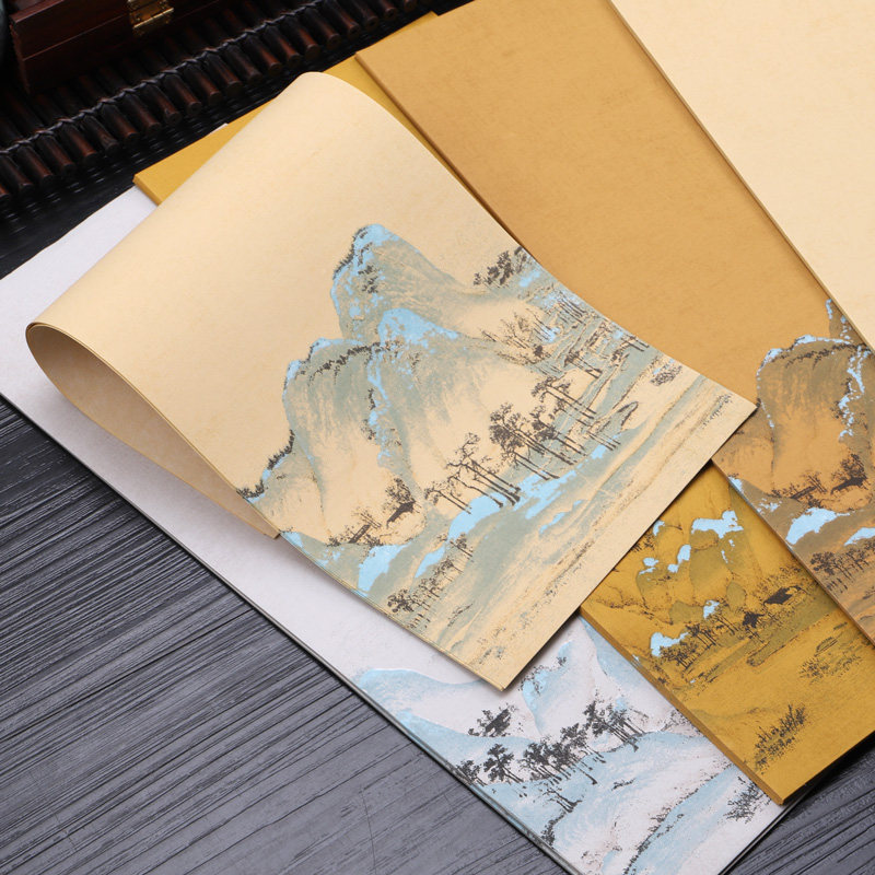 蜡染千里江山图水印古代名画半生半熟书法小楷作品古画笺手札宣纸