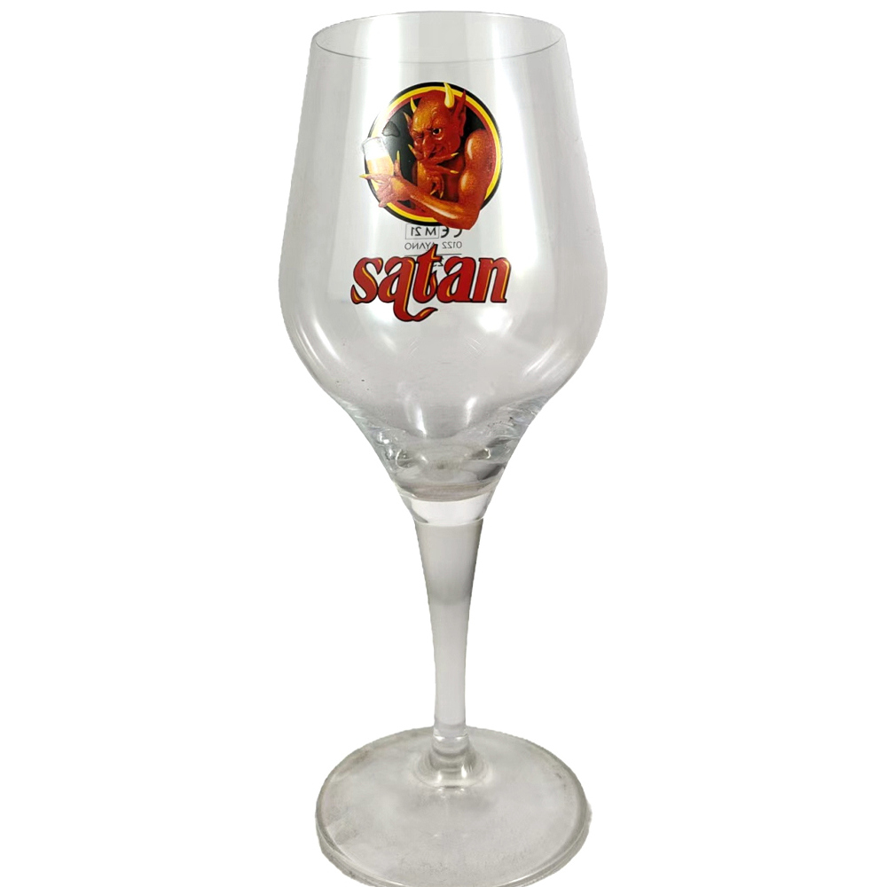 啤酒杯比利時Satan 撒擔(dān)三料小惡魔紅 金 黑色烈性啤酒杯子 330ml