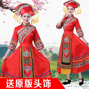 新款广西壮族演出服饰成人女少数民族歌圩节舞蹈服三月三壮族服装