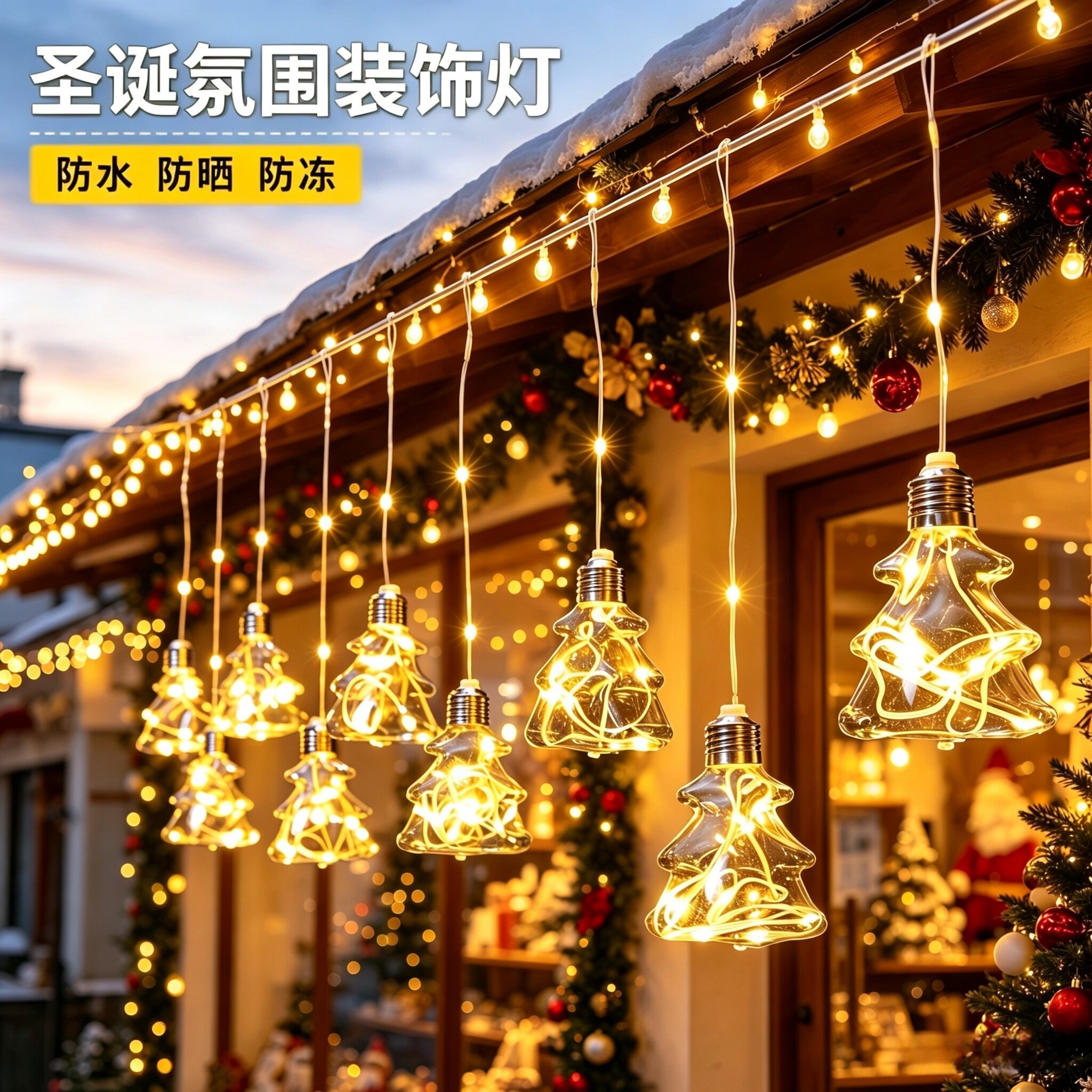 圣诞节装饰品圣诞树挂件场景布置氛围灯串装饰灯太阳能彩灯星星灯
