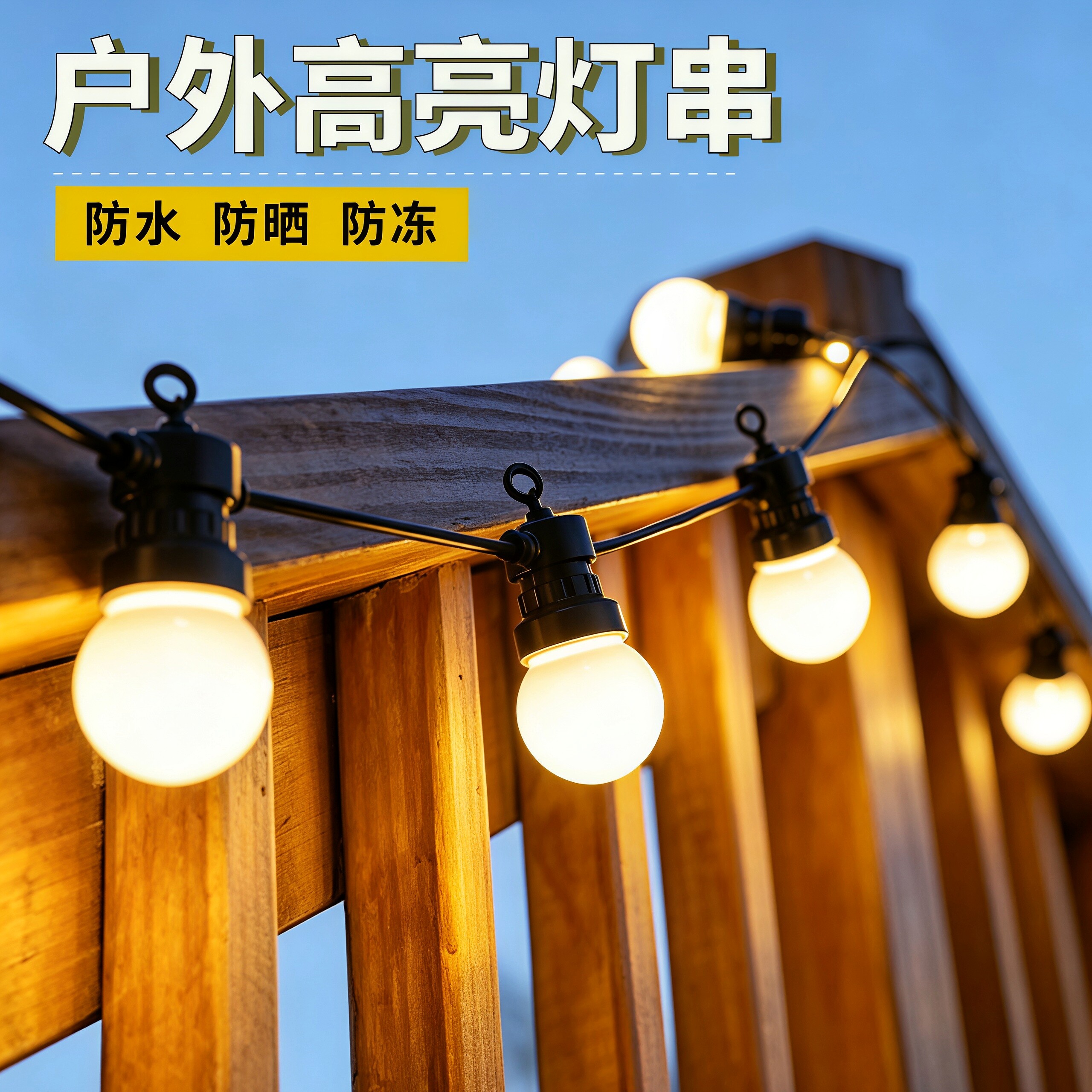 户外灯串灯泡高亮彩灯防水节日布置阳台民宿装饰灯庭院露营氛围灯
