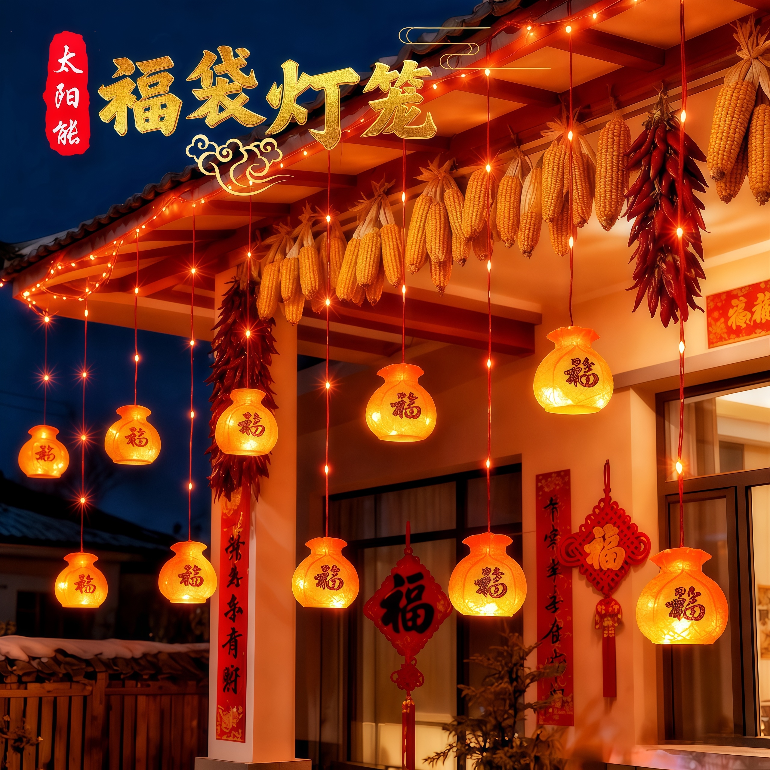 新年装饰小红灯笼春节LED氛围灯