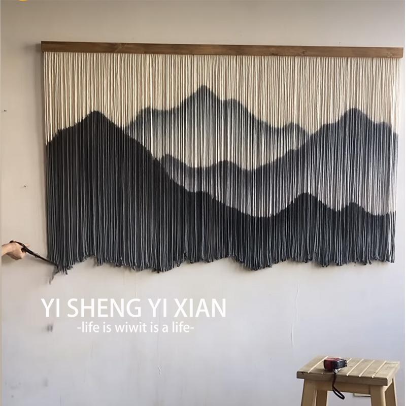 墨山北欧ins手工染色棉绳挂毯