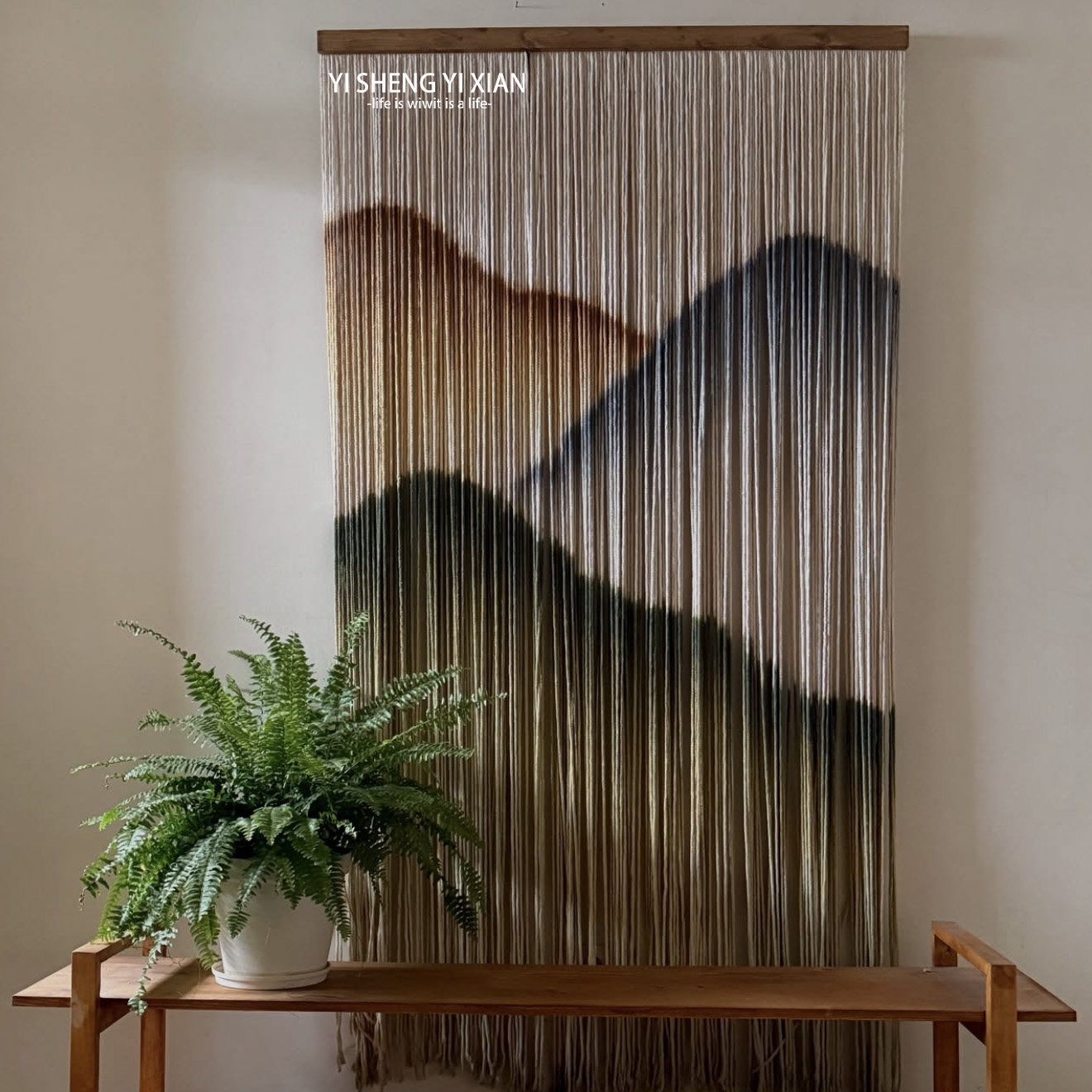 中古手作挂毯背景布 染色挂布门帘遮挡 电表箱遮挡背景墙玄关装饰