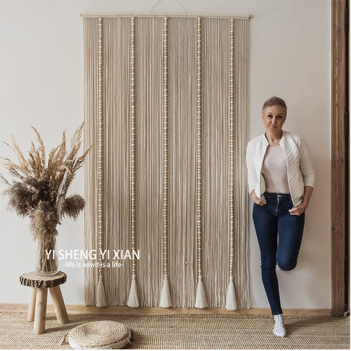 手工编织门帘窗帘隔断挂毯波西米亚棉绳北欧ins编织文艺毯门帘