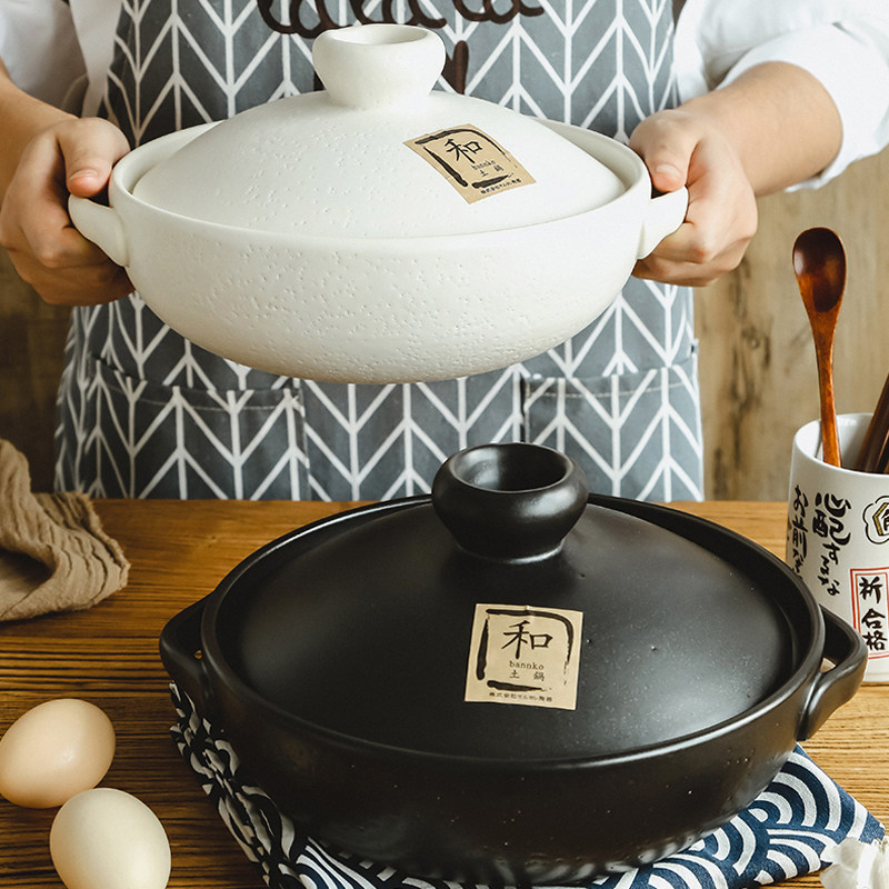 万古烧日本进口家用煲粥炖锅日式煲仔饭锅煲汤耐高温土锅砂锅浅锅