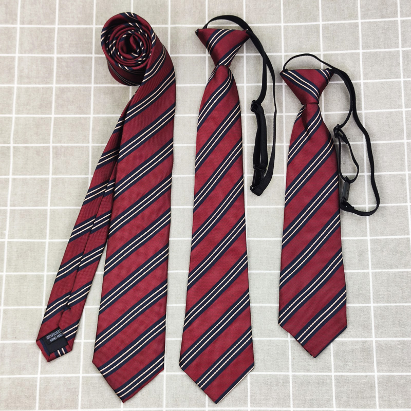 可调节短免打休闲红色小领带男女