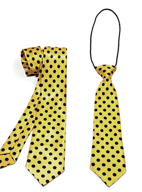 黄色黑波点领带女短款小免打结手打长男学生儿童趣味小众个性可爱