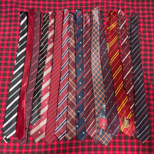 红色领带手打结男学生女百搭藏青条纹日系JK定位徽章美式复古格纹