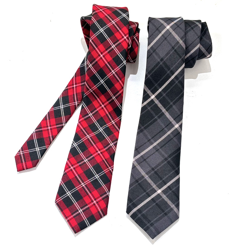 手系长领带男女通用复古经典格纹