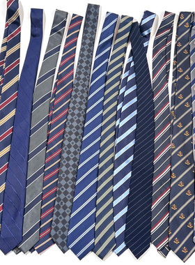 爆款集合 蓝色领带女手打男DK涤丝百搭休闲日系藏青条纹学院风酷