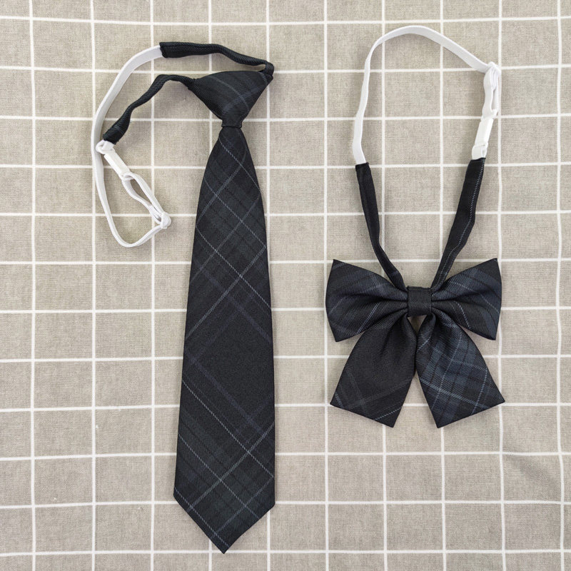 炭黑jk小物平角领结制服免打领带女短款可调节涤纶日系学院风格子
