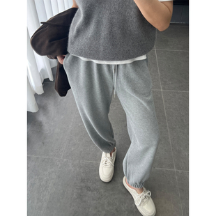 米米小姐膝盖不鼓包抽绳松紧腰百搭束脚卫裤女休闲长裤2025年秋冬