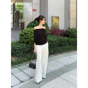 UMI白色直筒阔腿拖地牛仔裤女2025夏季新款高腰显瘦宽松长裤