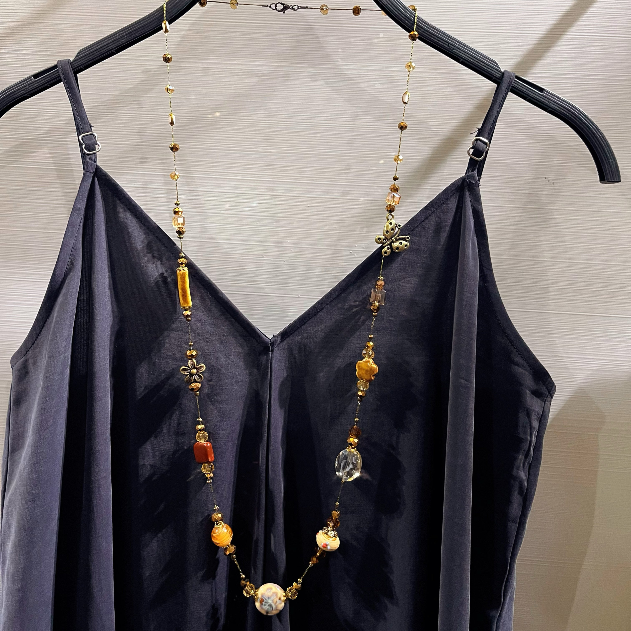 西娅专属手工串珠项链长款高档优雅装饰长链子毛衣链百搭挂件配饰