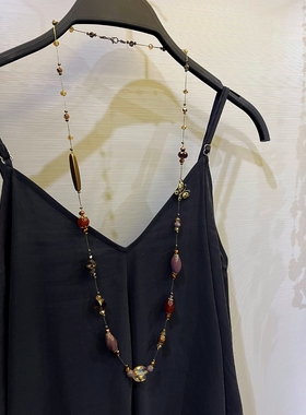 手工DIY串珠项链优雅长款水晶装饰链挂件复古毛衣链高级感饰品女